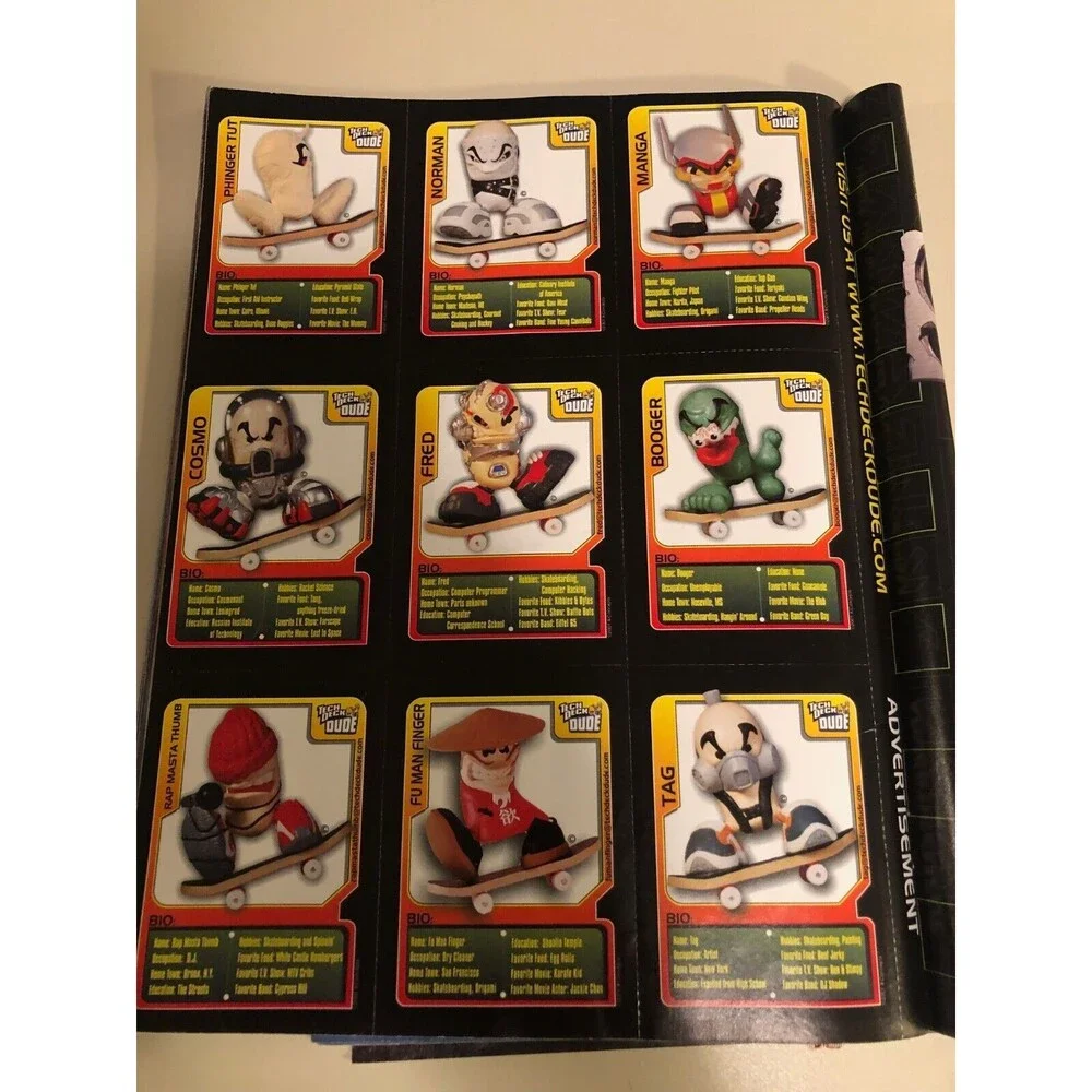 2001 SI‎ for Kids Uncut Card Sheet Tech Deck Dude Cosmo Tag Fred Booger Fu Man